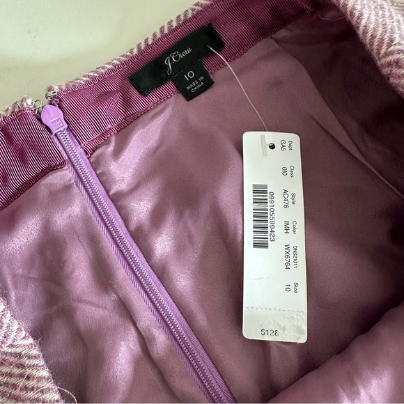 NWT J.Crew Wool Mini Skirt in Herringbone Ivory Mauve Size 10-B25 - Picture 6 of 10